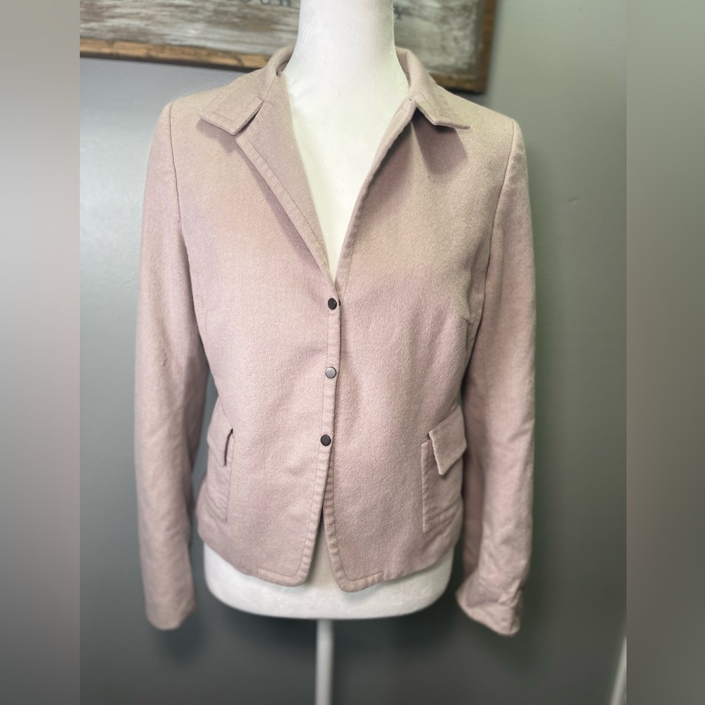 Akris Punto Women's Wool Angora Beige Tan‎ Blazer Jacket Size 10